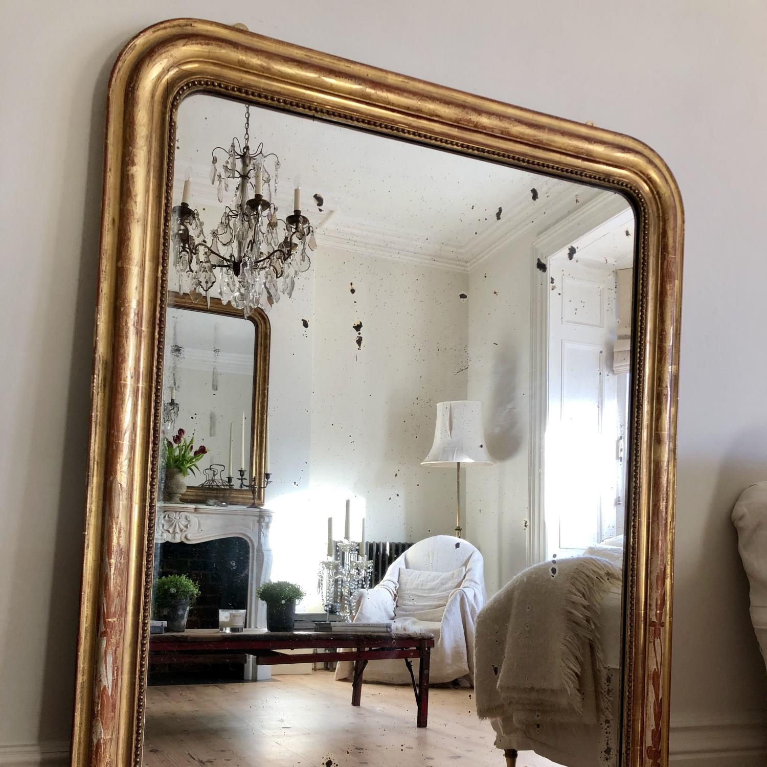 Antique French 19th century Louis Philippe gilt mirror
