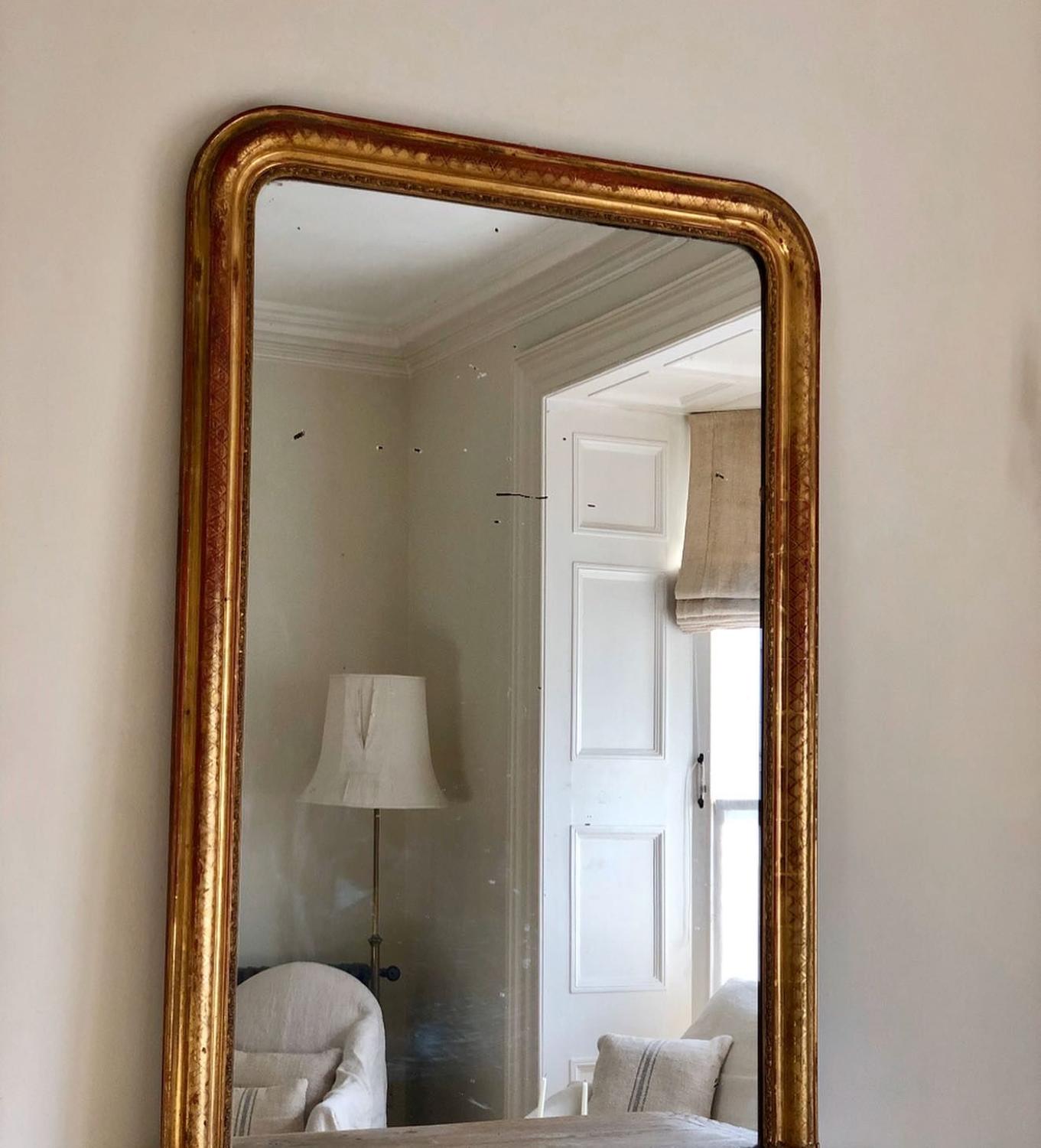 Large  French antique Louis Philippe gilt overmantel mirror c 1860