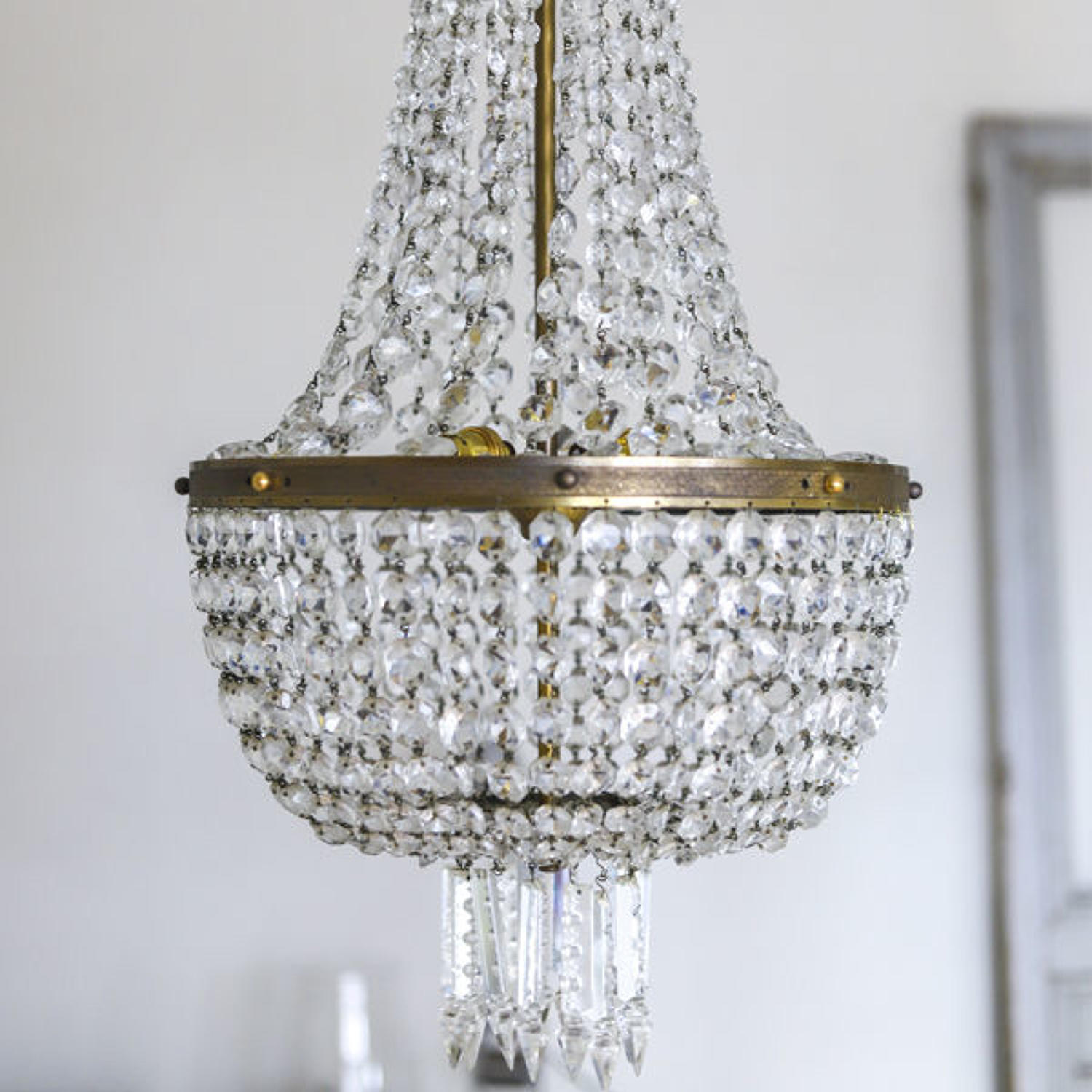Huge antique French crystal bag balloon chandelier circa 1910