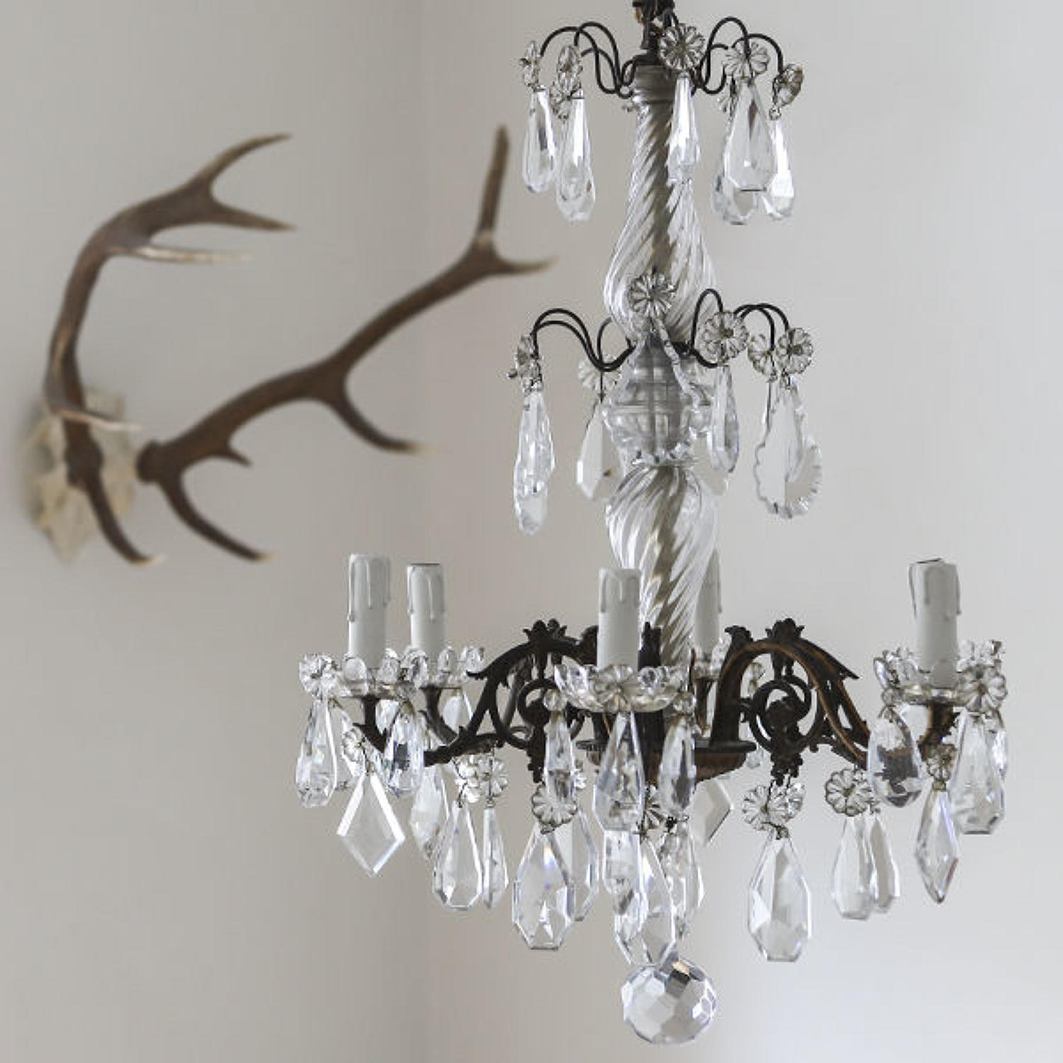 19th century French antique crystal chandelier