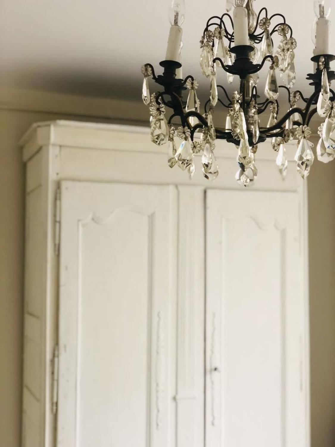 French antique painted double armoire