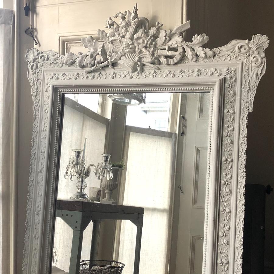 19th century French antique Louis XVI painted mirror