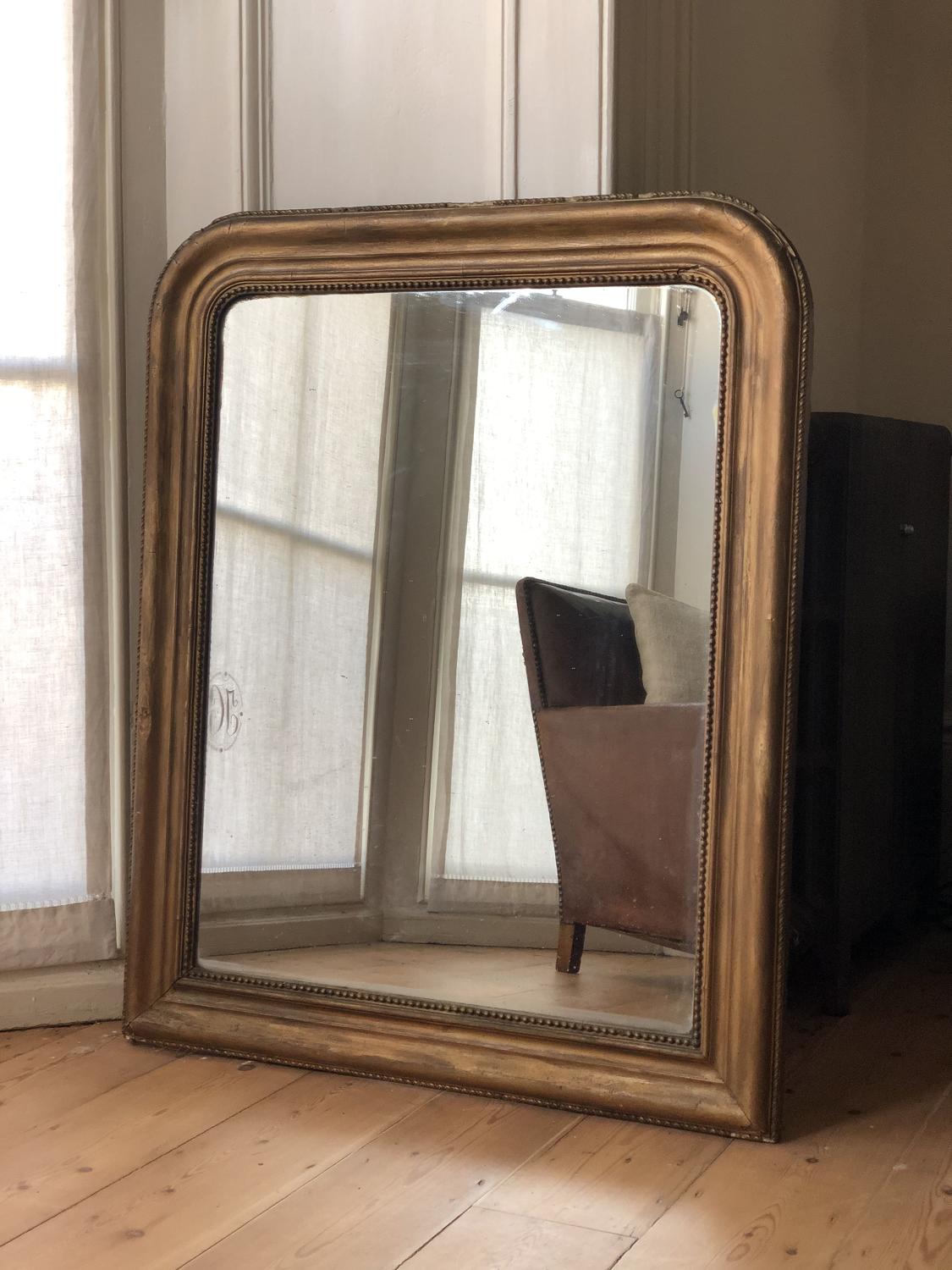 French antique Louis Philippe gilt mirror c1860