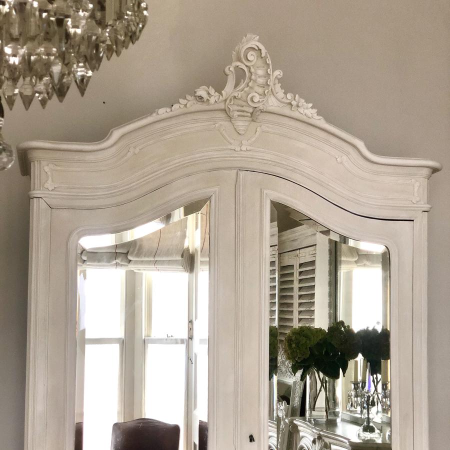 Antique French mirrored double armoire /wardrobe /linen press/cupboard