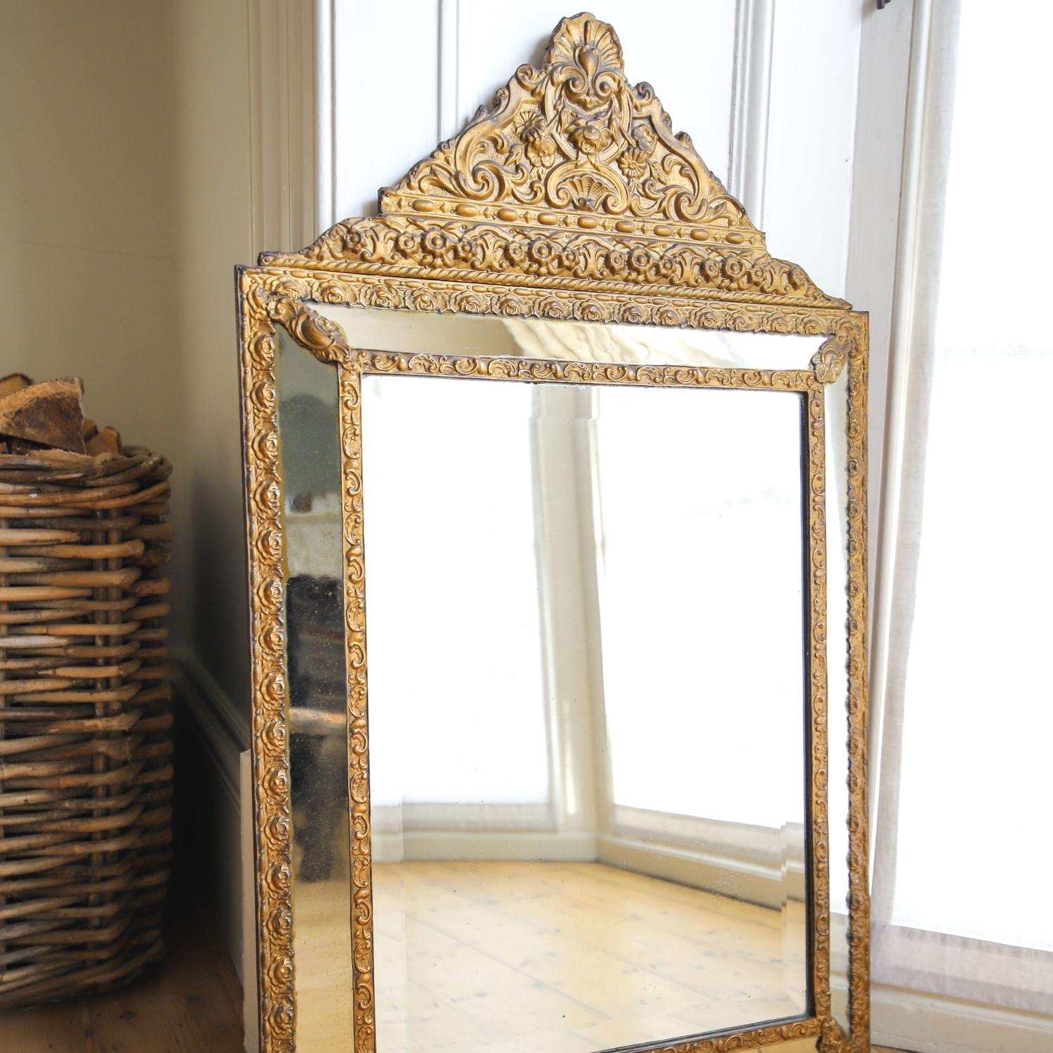 19th century French antique cushion mirror