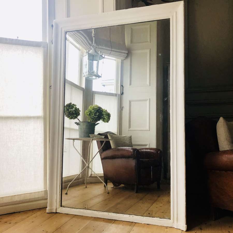 19th century French  painted leaner mirror - mercury glass