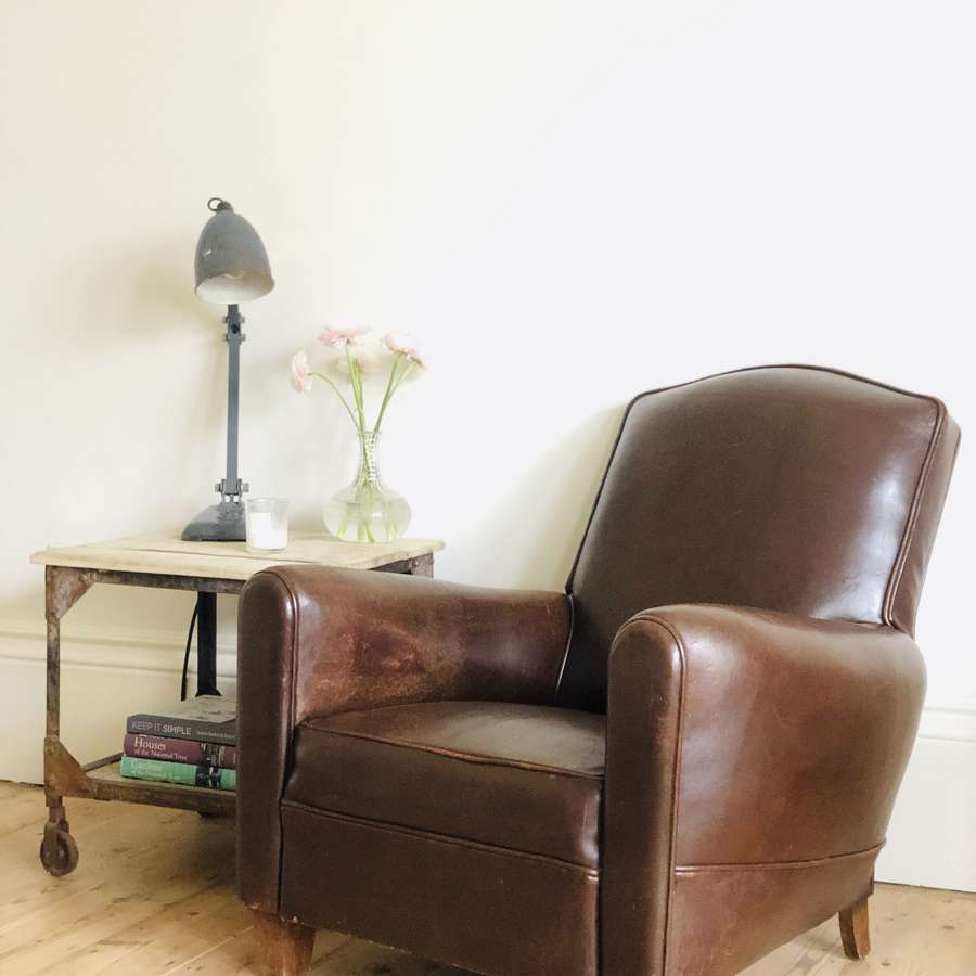 Art Deco French vintage leather club chair c1930