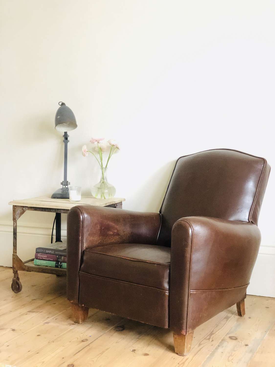Art Deco French vintage leather club chair c1930