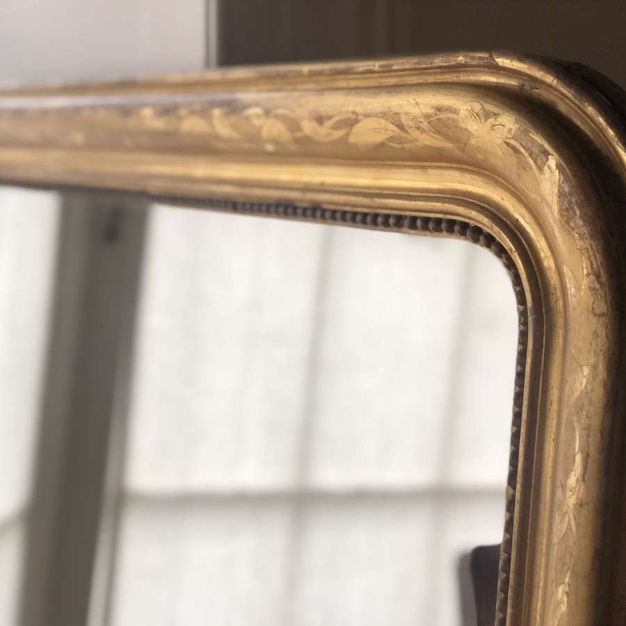 Large antique French Louis Philippe gilt mirror