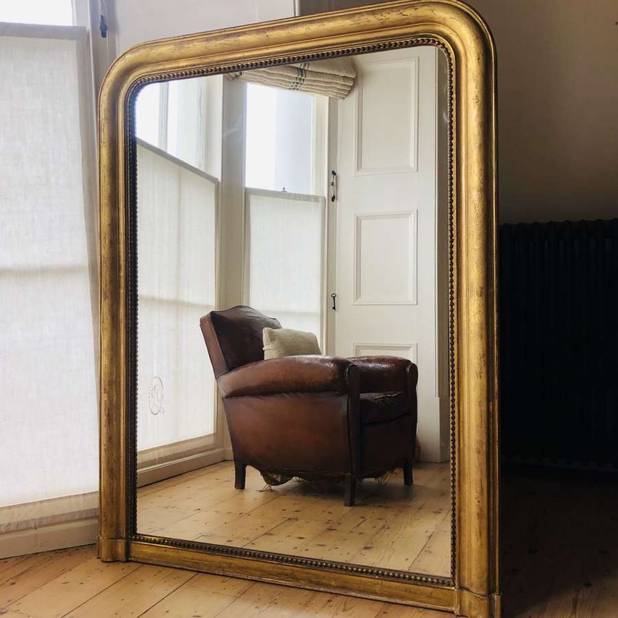 Large French antique gilt overmantel mirror - Louis Philippe