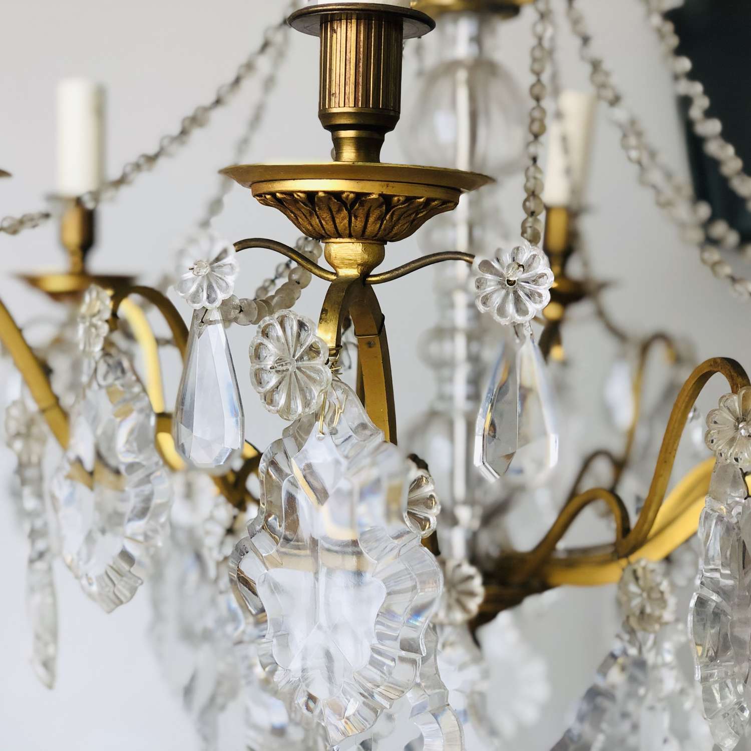 Antique French 6 branch crystal chandelier