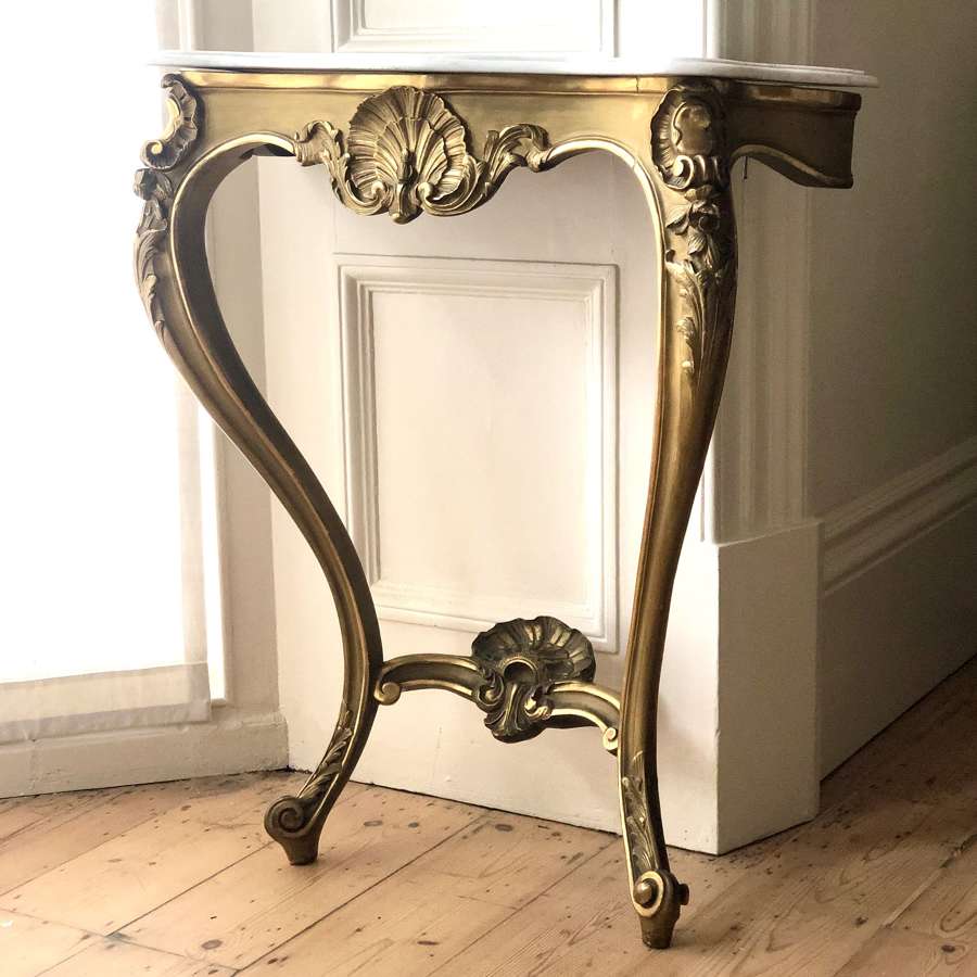 19th century antique French gilt and marble console table