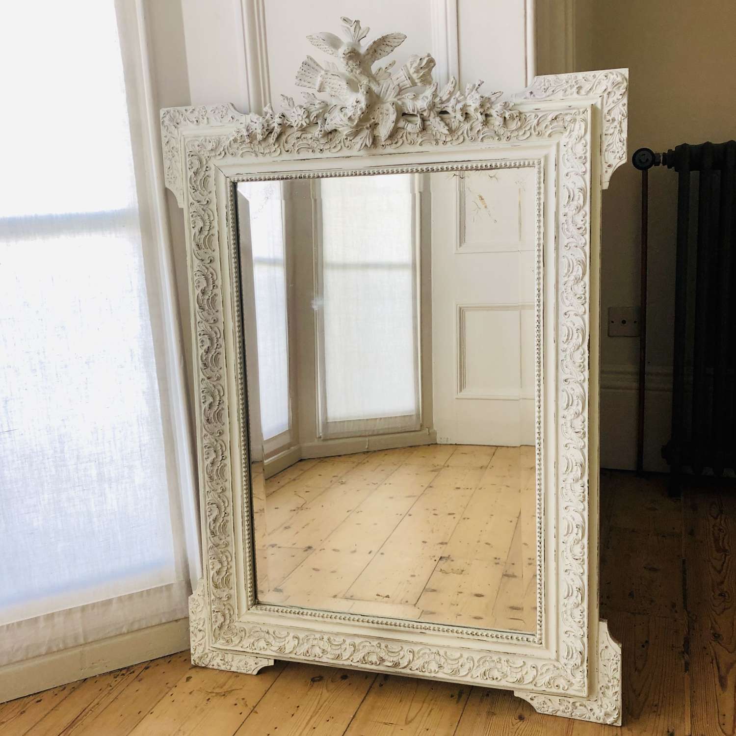 Antique French 19th century Louis XV painted mirror