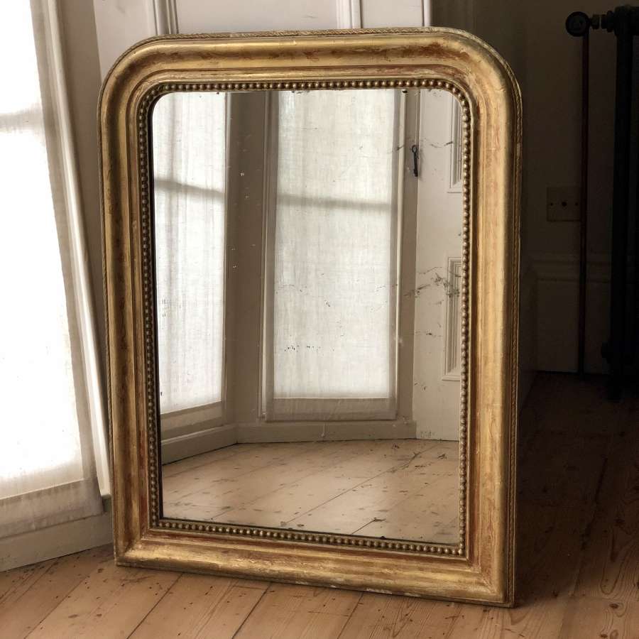 Antique French gilt Louis Philippe mirror - foxed mercury glass