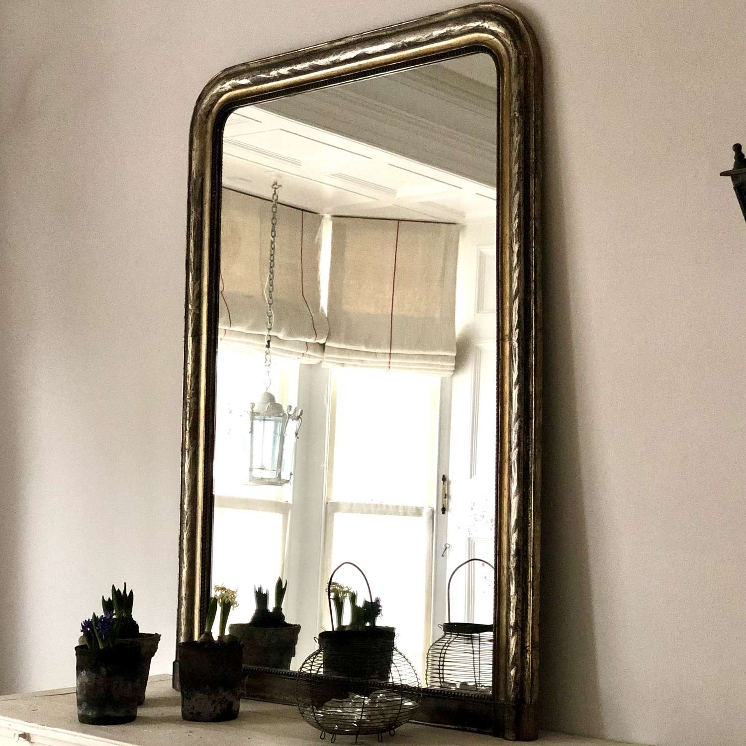 Antique French silver gilt Louis Philippe mirror