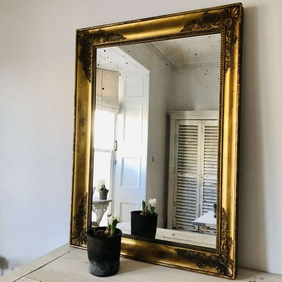 Antique French gilt rectangular mirror