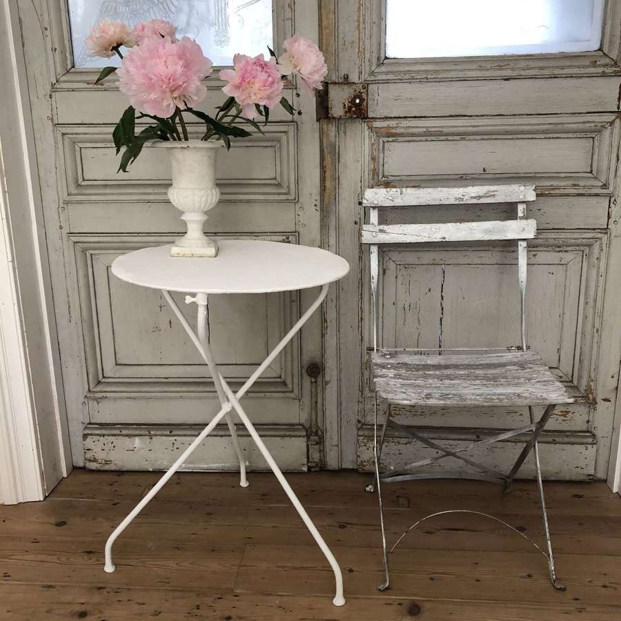 Antique French bistro table and chair