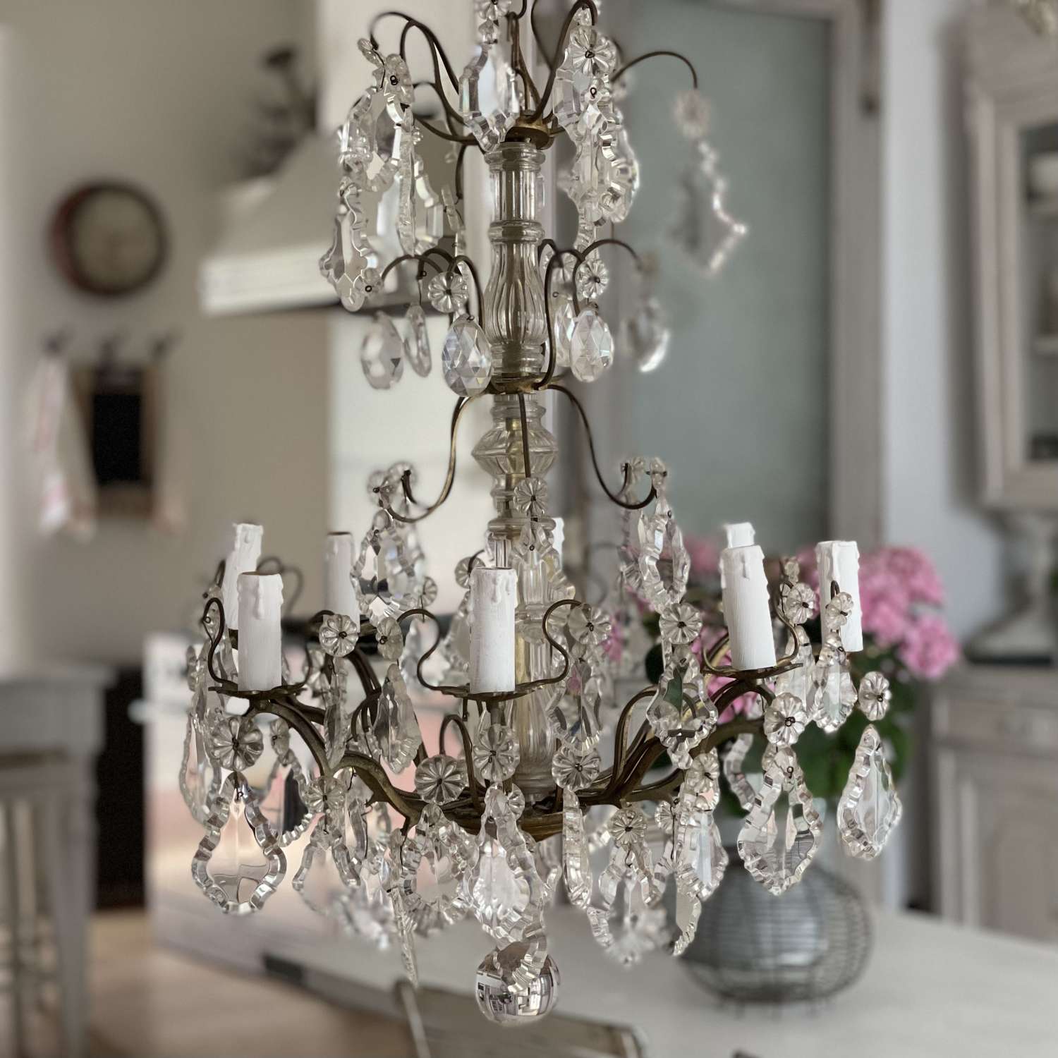 Antique French crystal 8 arm chandelier