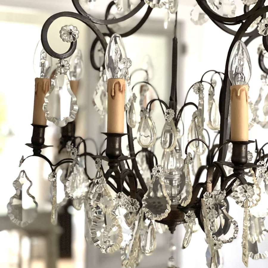 Large French Crystal Birdcage Chandelier