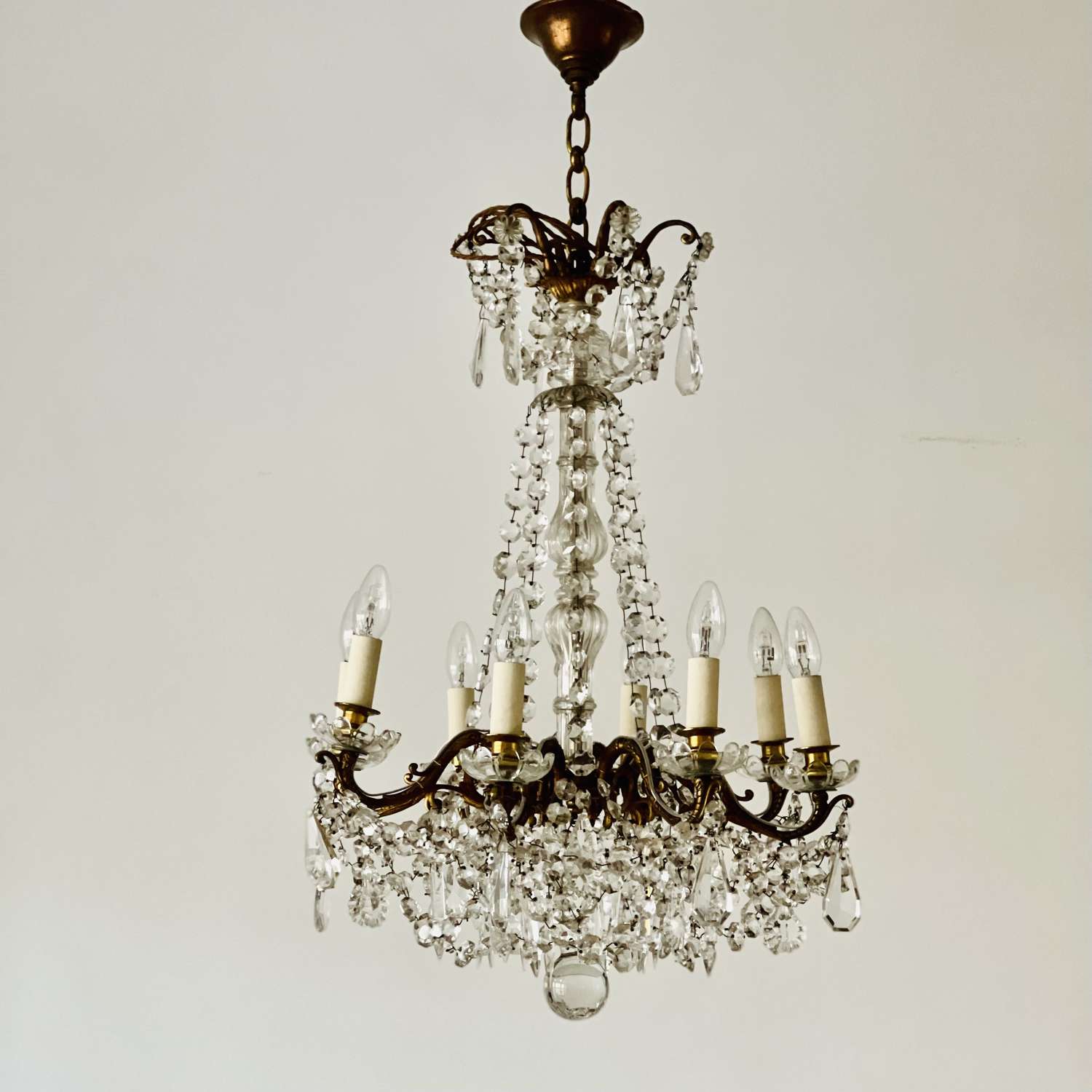 19th century French crystal 8 branch chandelier