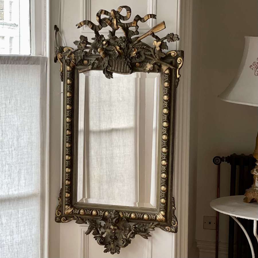 Antique French gilt mirror - bevelled glass