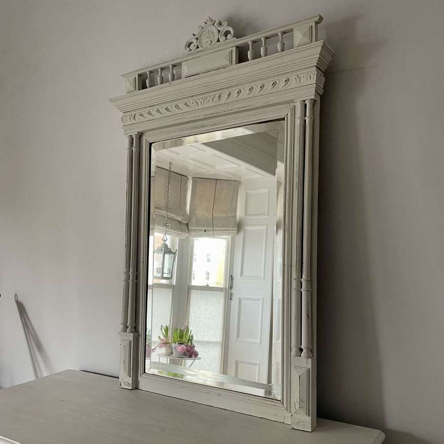 Antique French painted mirror - bevelled glass