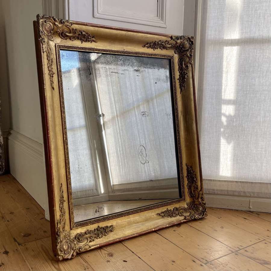 Antique French gilt mirror - mercury glass