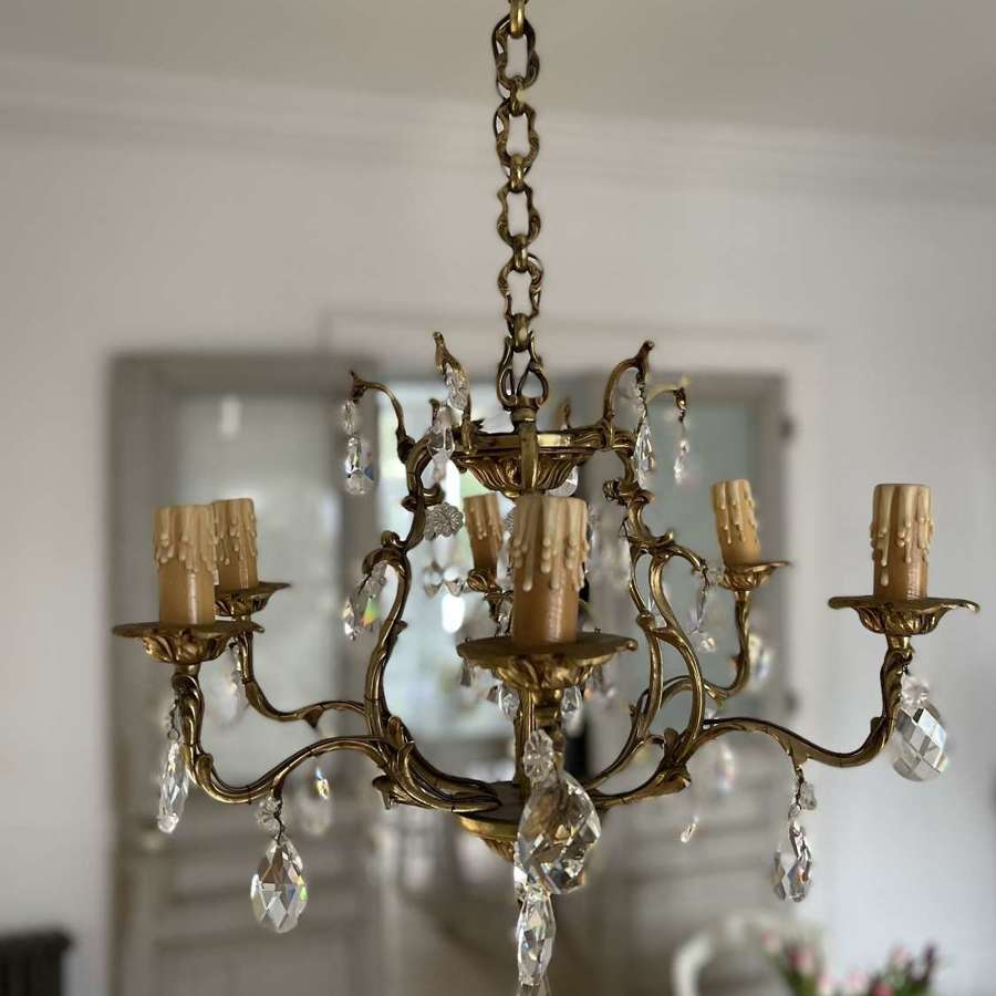 Antique French 6 arm chandelier