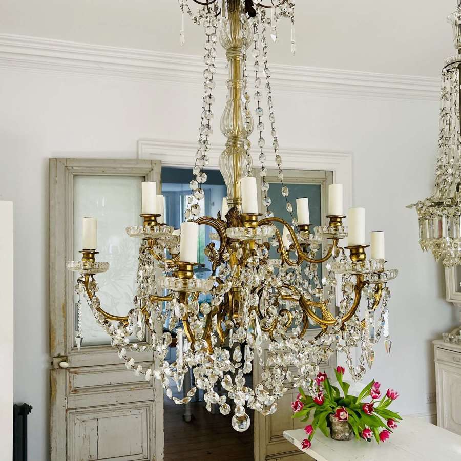 Large antique French crystal chandelier
