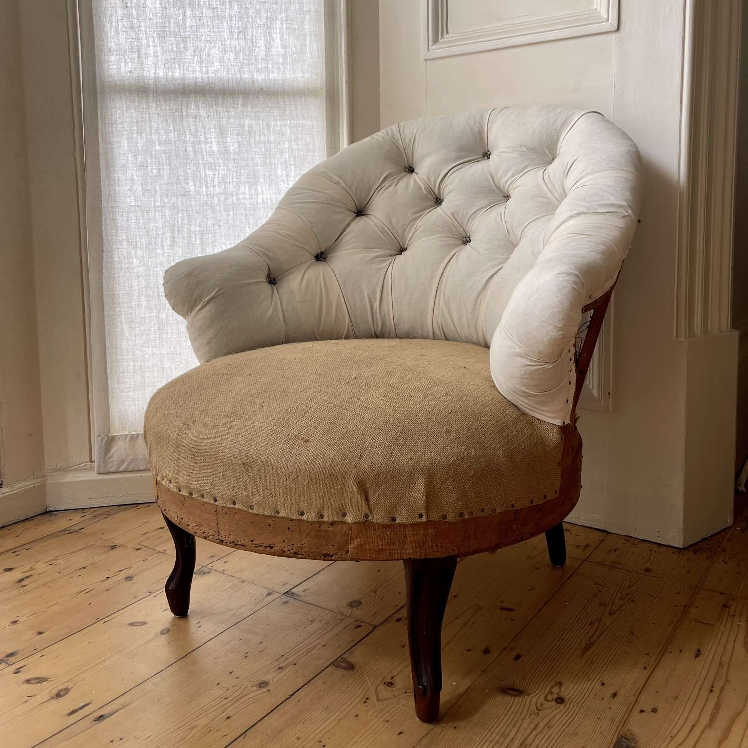 19th century French button back chair
