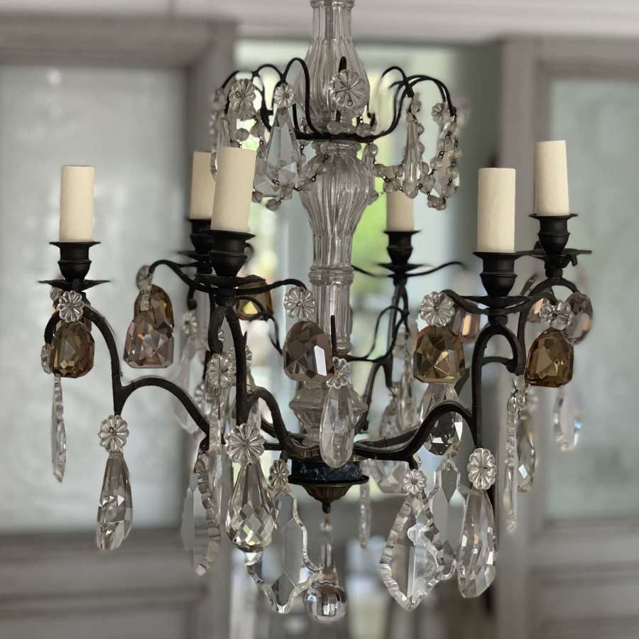 Large French antique 6 branch chandelier