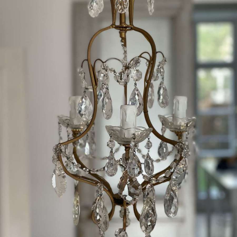 Antique French cage chandelier