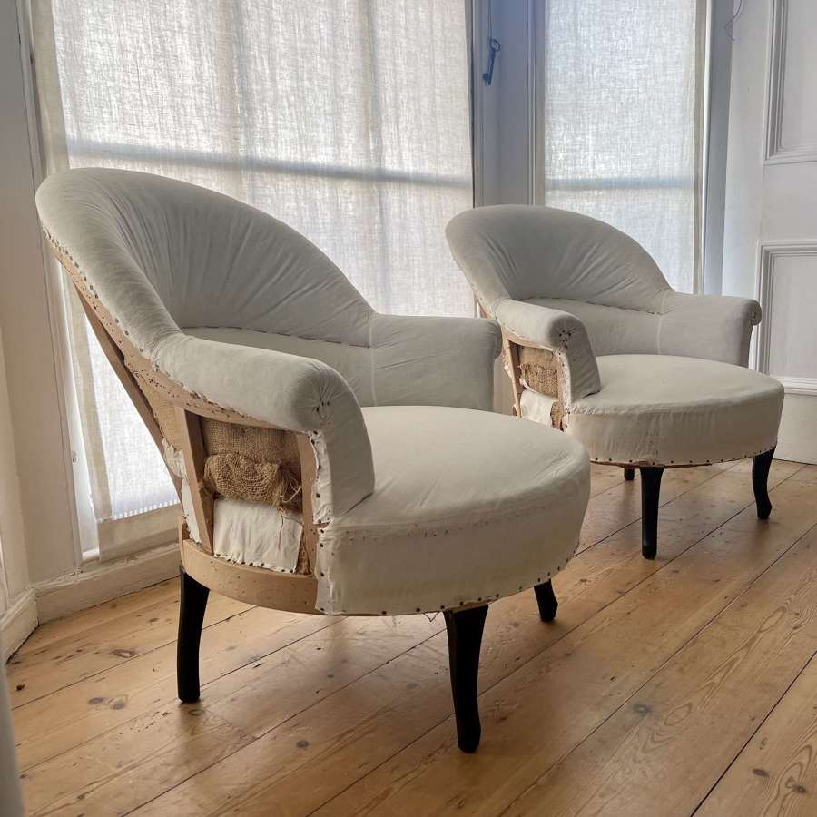 Pair of Antique French tub chairs