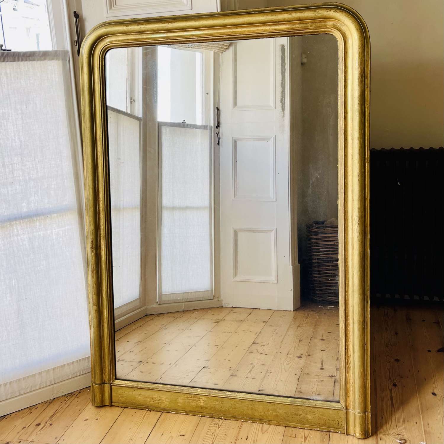 Large 19th century French gilt Louis Philippe mirror - mercury glass