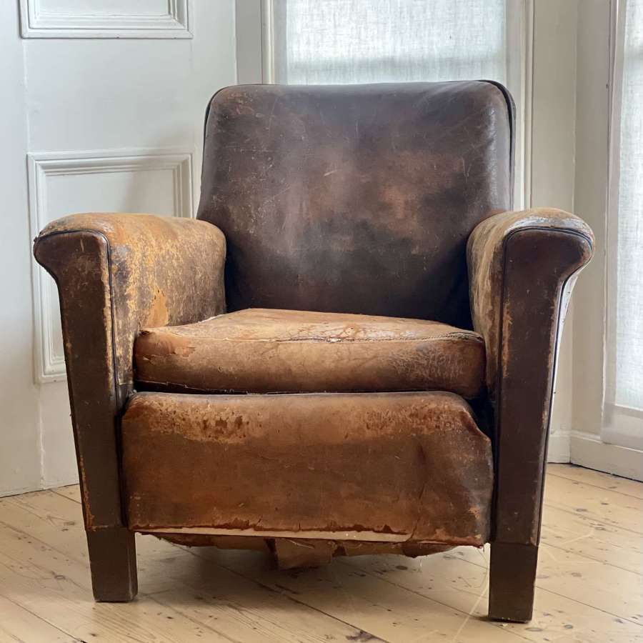 Antique French leather armchair