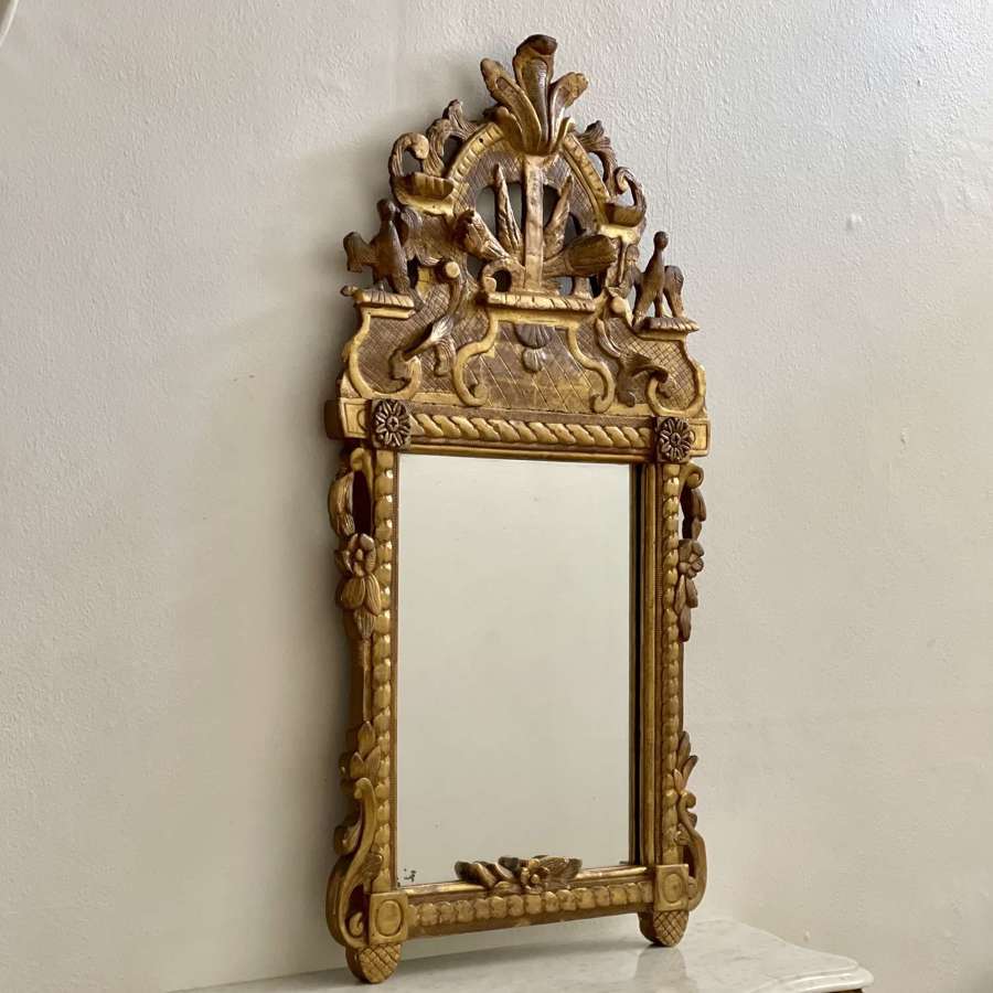 18th century French gilt wood marriage mirror