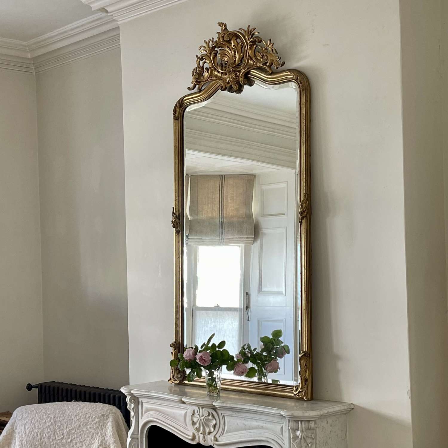 Large antique French Louis XV mirror - bevelled glass