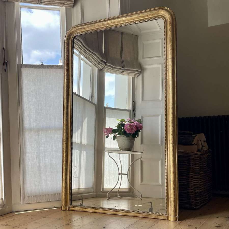 Large antique French gilt Louis Philippe mirror - mercury glass