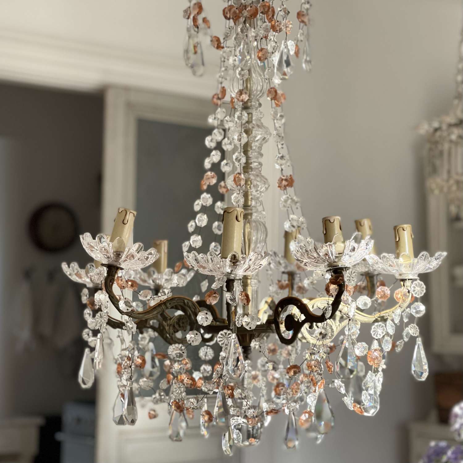 Antique French crystal chandelier - rewired
