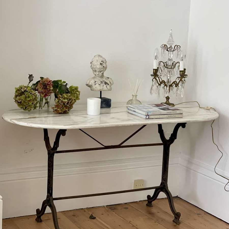 Antique French Marble and iron bistro table