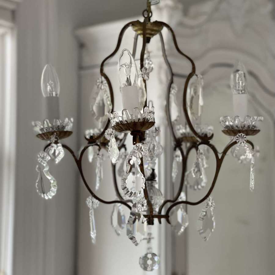 Antique French cage chandelier - rewired