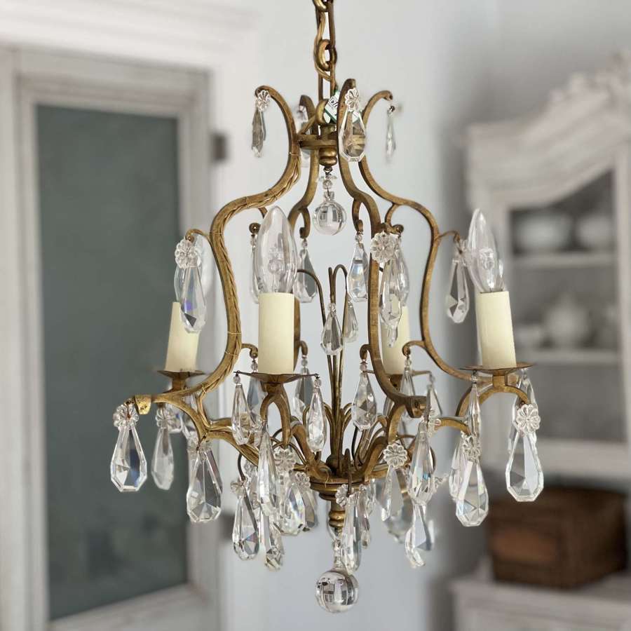 Antique French cage chandelier - rewired