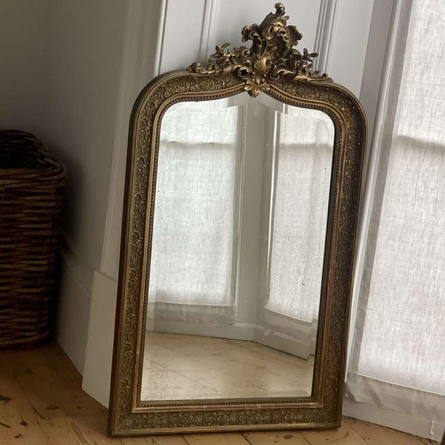 Antique French gilt Louis XV mirror - bevelled glass
