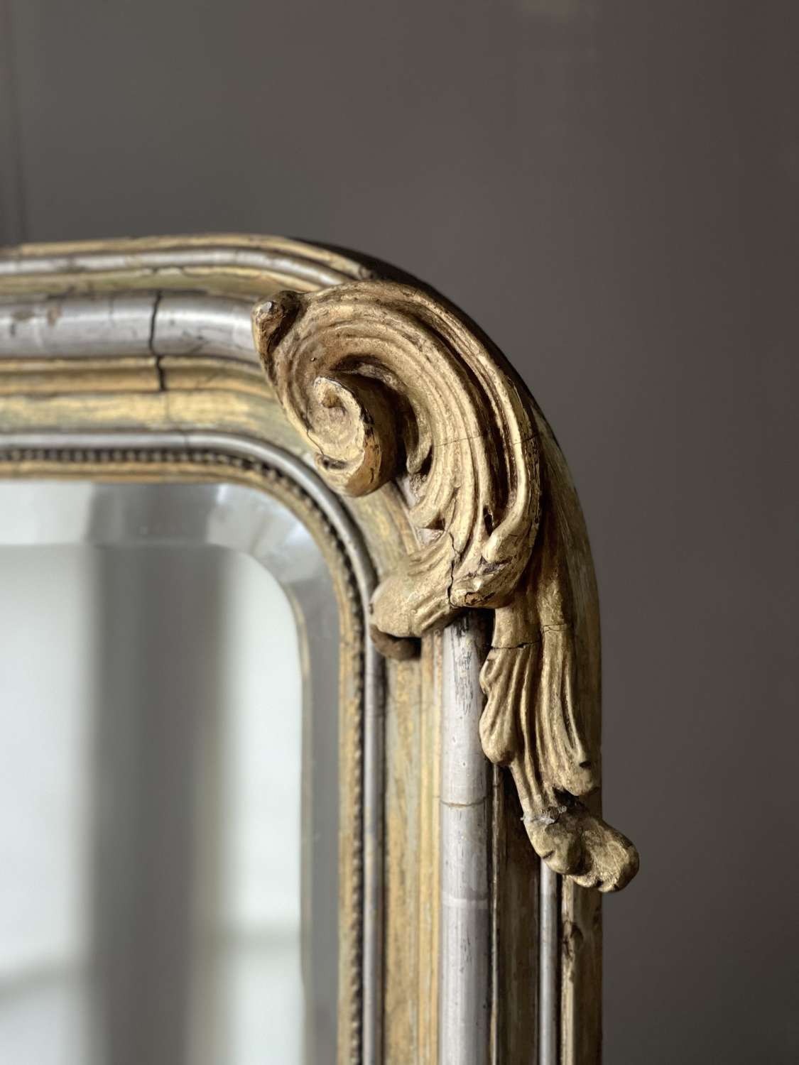 Antique French gilt and silver gilt mirror