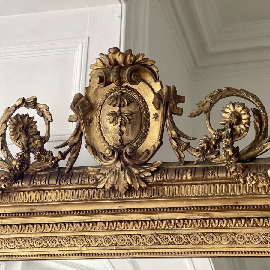 Large 19th century French gilt leaner mirror