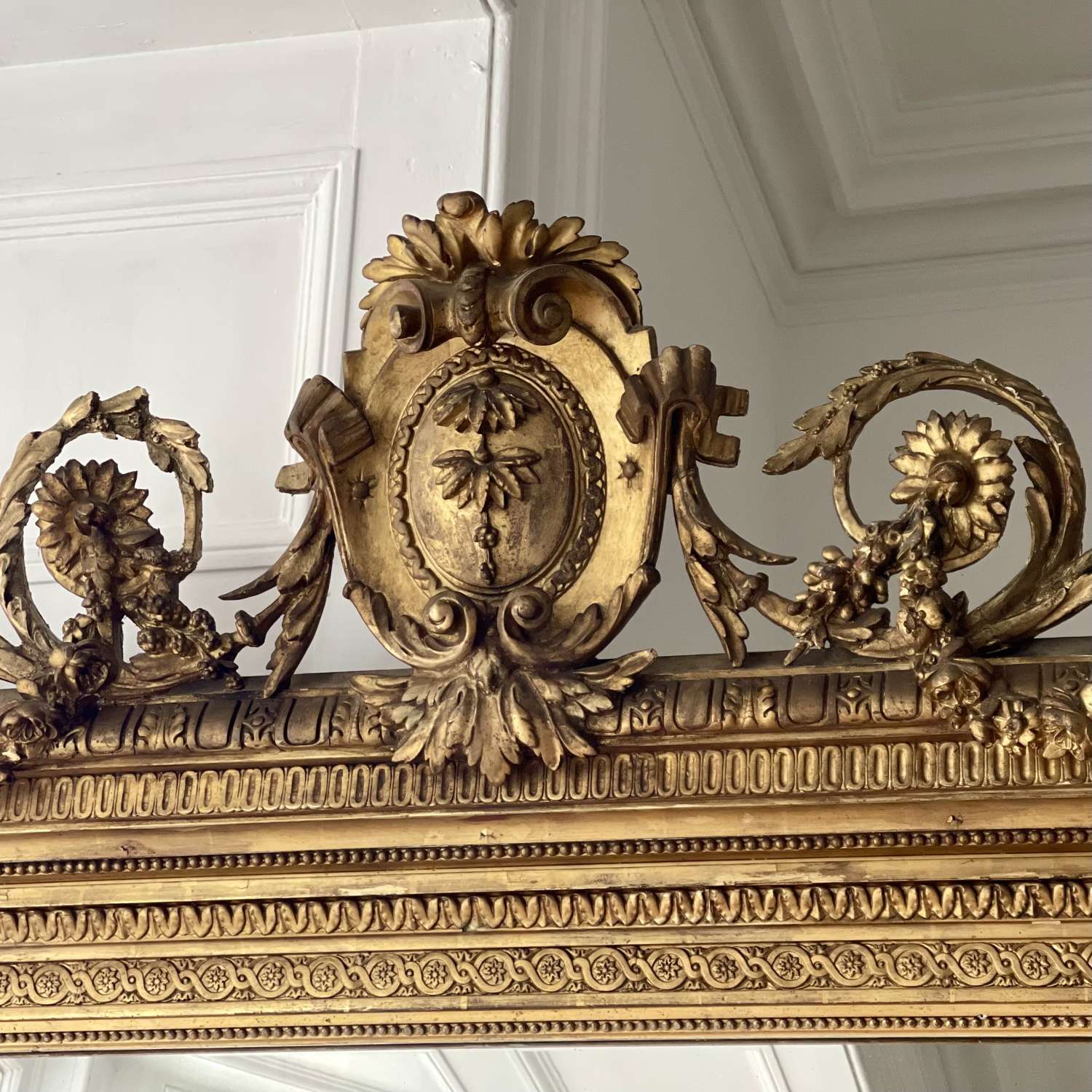 Large 19th century French gilt leaner mirror