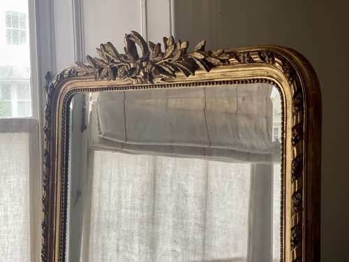 Large antique French mirror - bevelled mercury glass