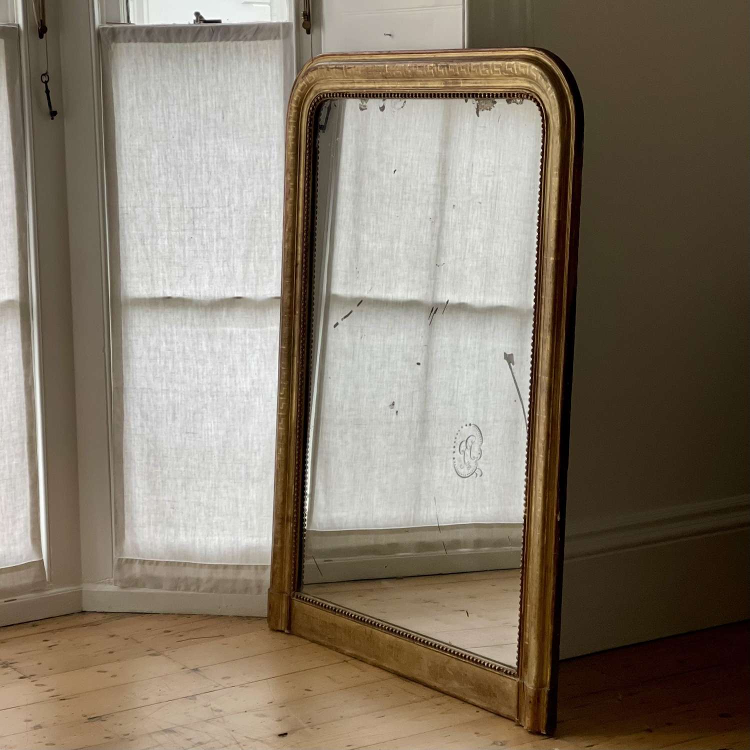 Large antique French gilt mirror - c1830