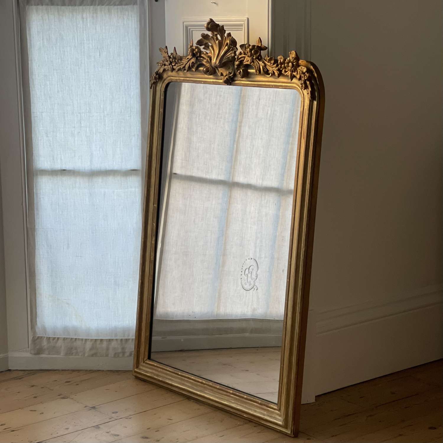 Antique French gilt Louis XV mirror c 1820 - mercury glass