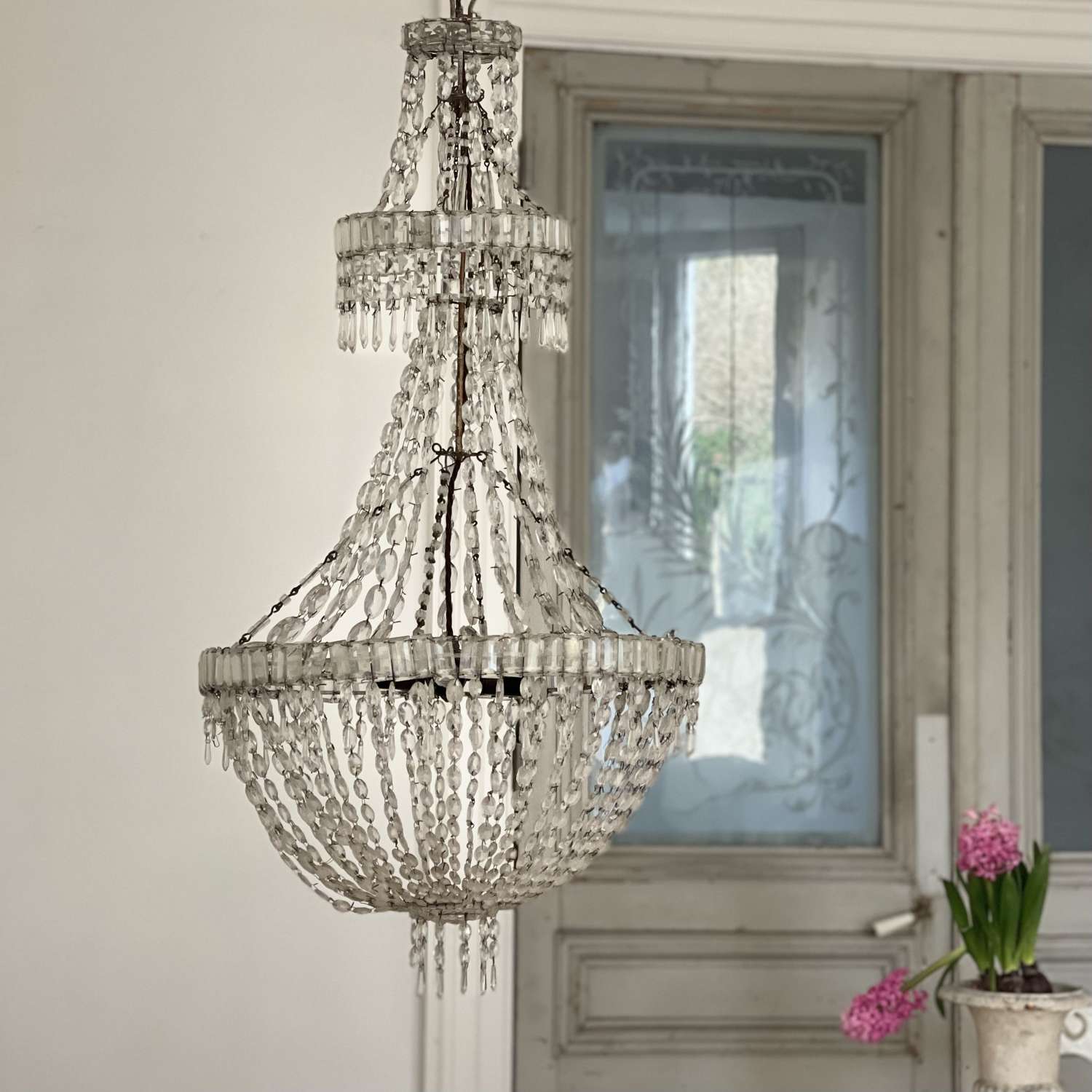 Large vintage French chandelier - rewired